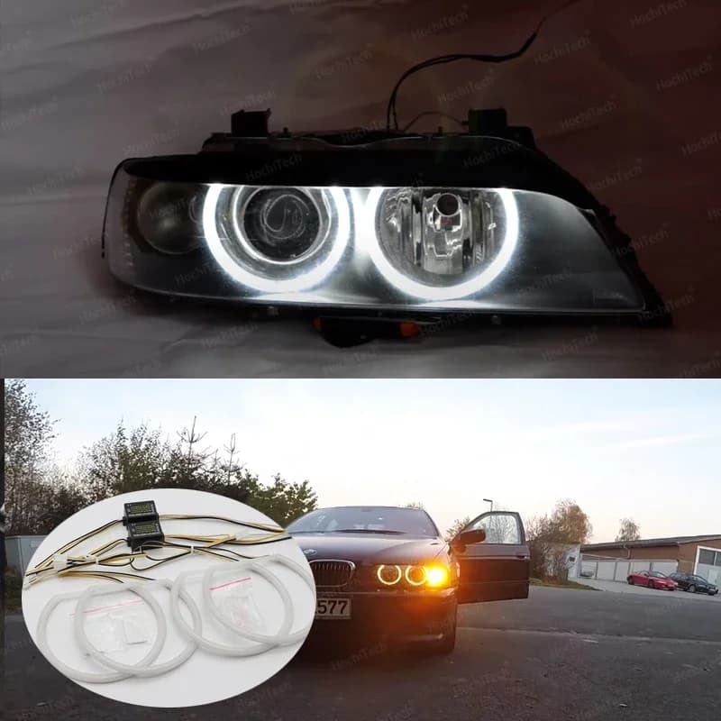 Anello di alta qualità bicolore per BMW serie 5 E39 525i 528i 530i 540i bianco latte giallo Switchback Cotton Angel eyes light