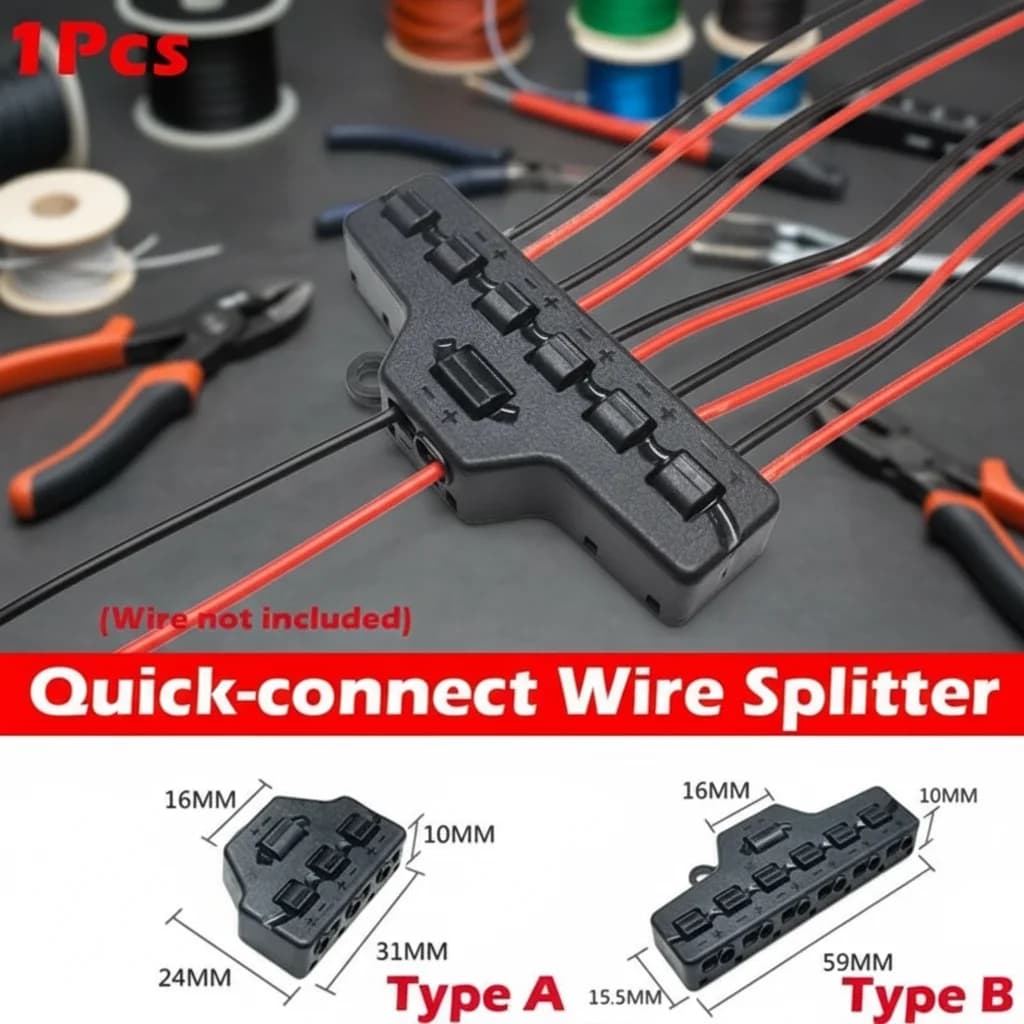 Quick-Connect Wire Splitter for LED Lights 1 Piece 2 IN 12 OUT 2 IN 6 OUT Suitable for LED Strip Lights