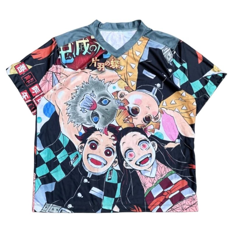 Nuova Maglietta da Uomo con Stampa 3D del Gruppo di Personaggi Principali di Demon Slayer, Stile Manga, Scollo a V, Abbigliamento Casual Alla Moda per Appassionati di Anime
