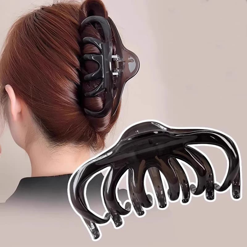 Elegant pumpkin-shaped hair clip, large, for women and girls, for long and thick hair, hair accessory.
