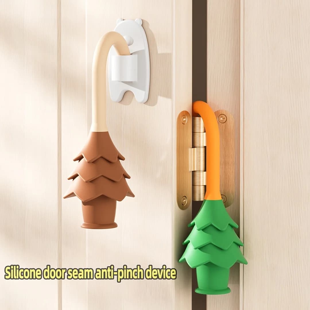 Set di 2 Fermaporta di Sicurezza, Simpatico Fermaporta in Silicone a Forma di Albero di Natale con Fibbia di Stoccaggio, Blocco per Porta per Casa e Camera da Letto