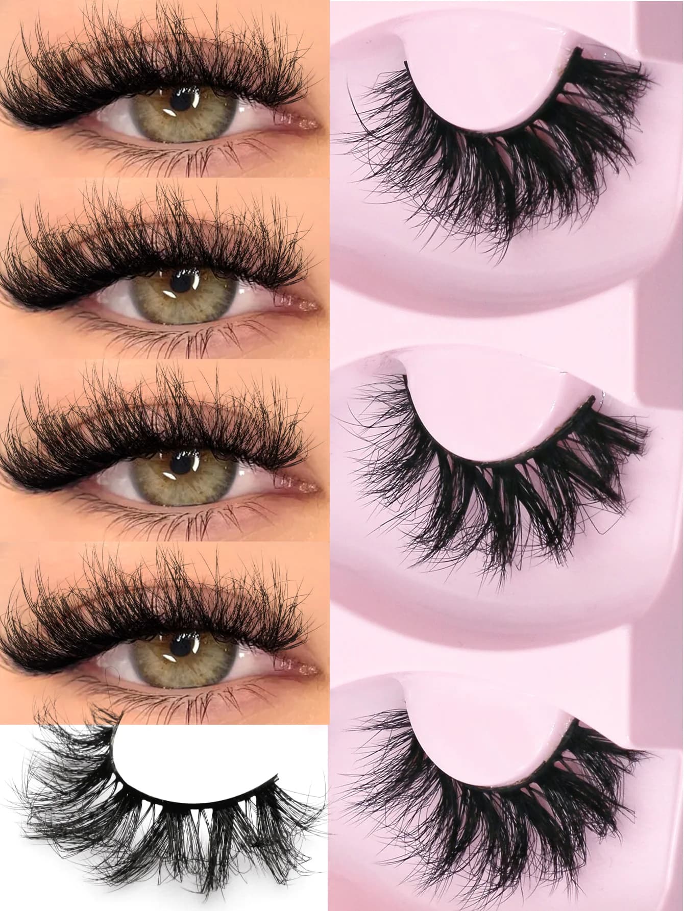 Ciglia finte VELTRINAY, ciglia finte voluminose e lunghe, effetto visone, 5 paia, ciglia finte per trucco.