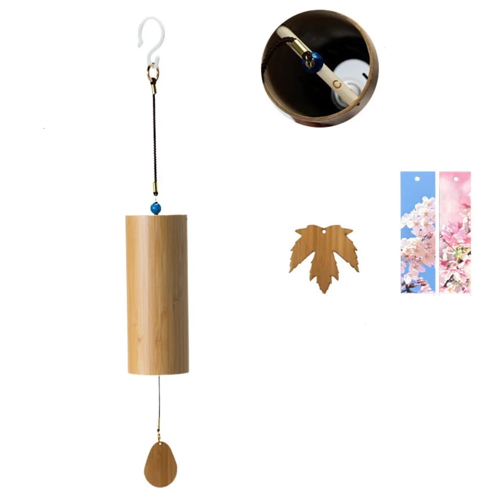 Landscape Decor Handmade Bamboo Wind Chimes Hand Cranked Simple Yard Pendant Antique Musical Windchime Gift
