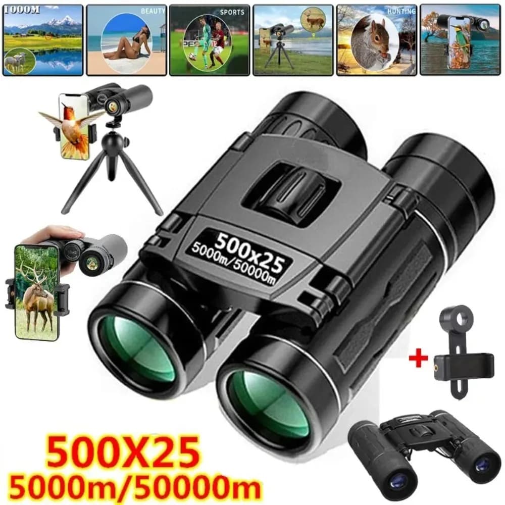 Binocolo Portatile 500X25 con Zoom HD 5000M/50000M, Potente Telescopio Pieghevole per Visione a Lunga Distanza, Caccia, Campeggio e Sport all'Aperto