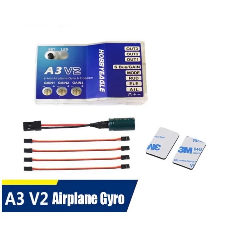 Stabilizzatore di volo a 3 assi Gyro A3 V2, livellamento automatico per aeroplani RC, ala fissa, elicotteri, mantenimento dell'altitudine e facile installazione