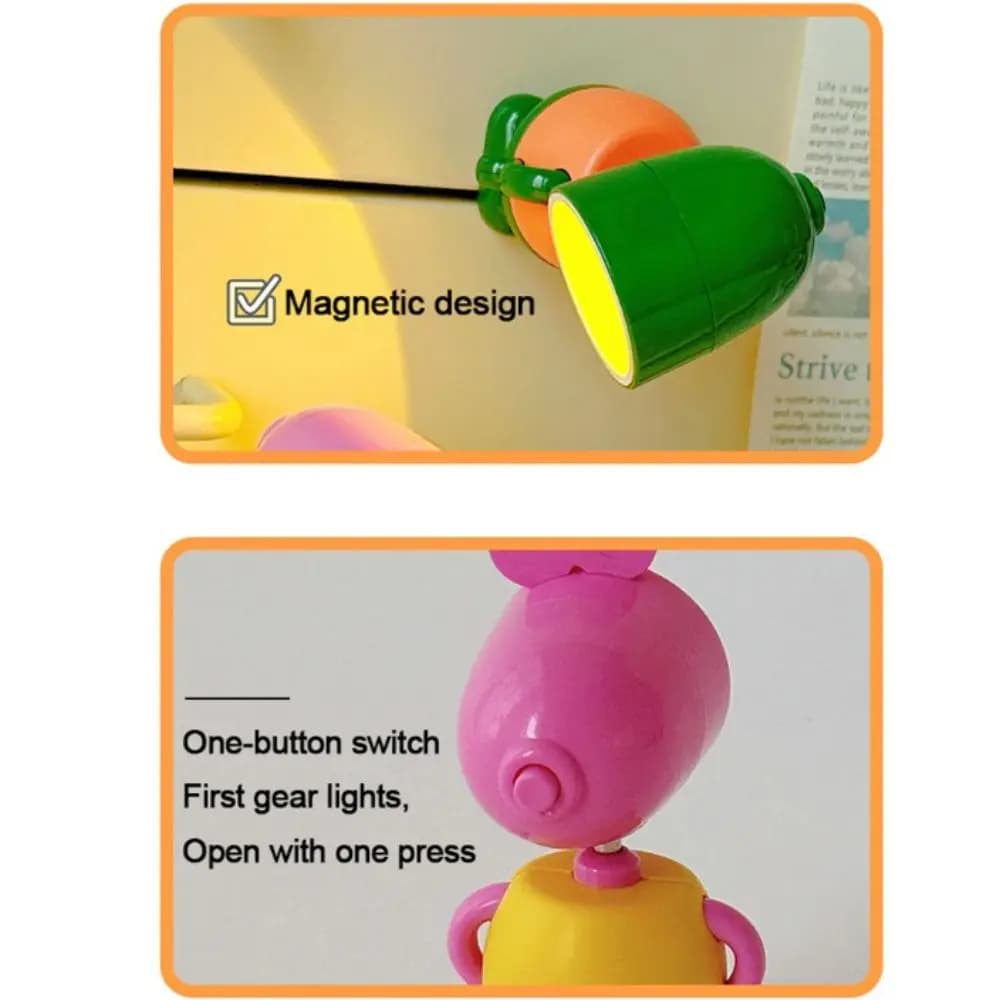 Mini Lampada da Tavolo a LED Pieghevole a Forma di Rana, Decorazione Creativa per Scrivania e Lettura