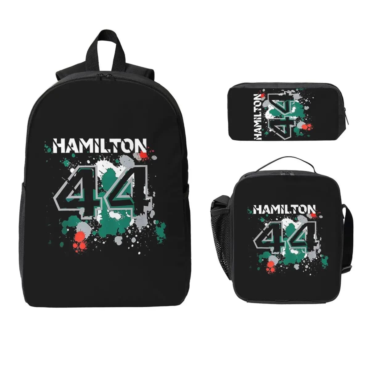 Lewis Hamilton 44 Backpack Student Boys Girls BookBag School Bag Laptop Shoulder Bags 3ps Insulated Lunch Bag Pencil Case