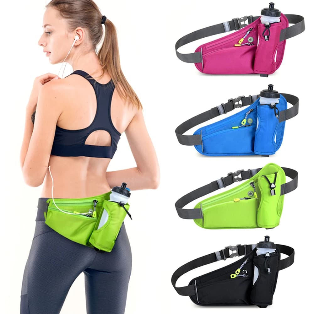 1 pz pouch with water bottle running belt for man woman reflective hydration for hiking campsite walks