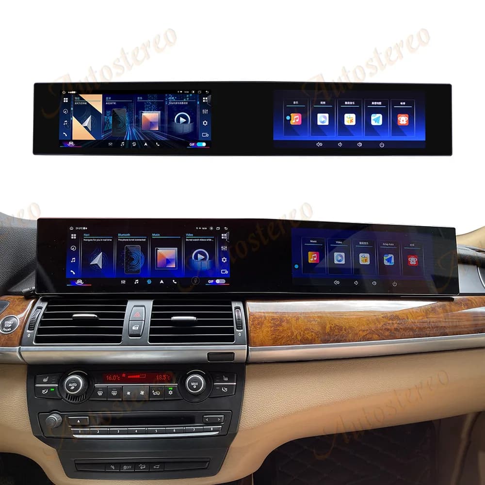 Dual 12.3 inch Screen Android Car Radio Video Player Auto Carplay For BMW X5 X6 Series E70 E71 CIC 2007-2013 WIFI GPS Navigator