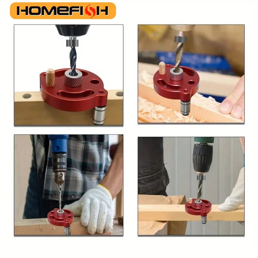 Guida per Trapano Manuale Autocentrante per Fori Dritti, Localizzatore di Fori per Pannelli in Legno, Strumento per Giunti in Legno