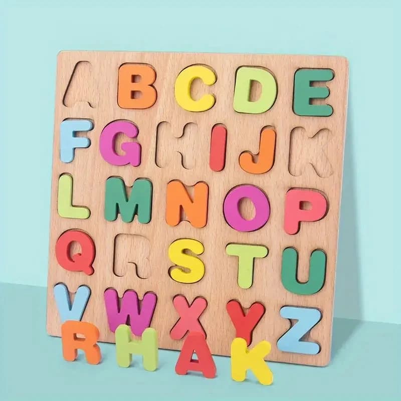 Puzzle in legno con numeri alfabetici colorati Gioco di abbinamento intelligente per bambini in età prescolare Giocattoli educativi precoci