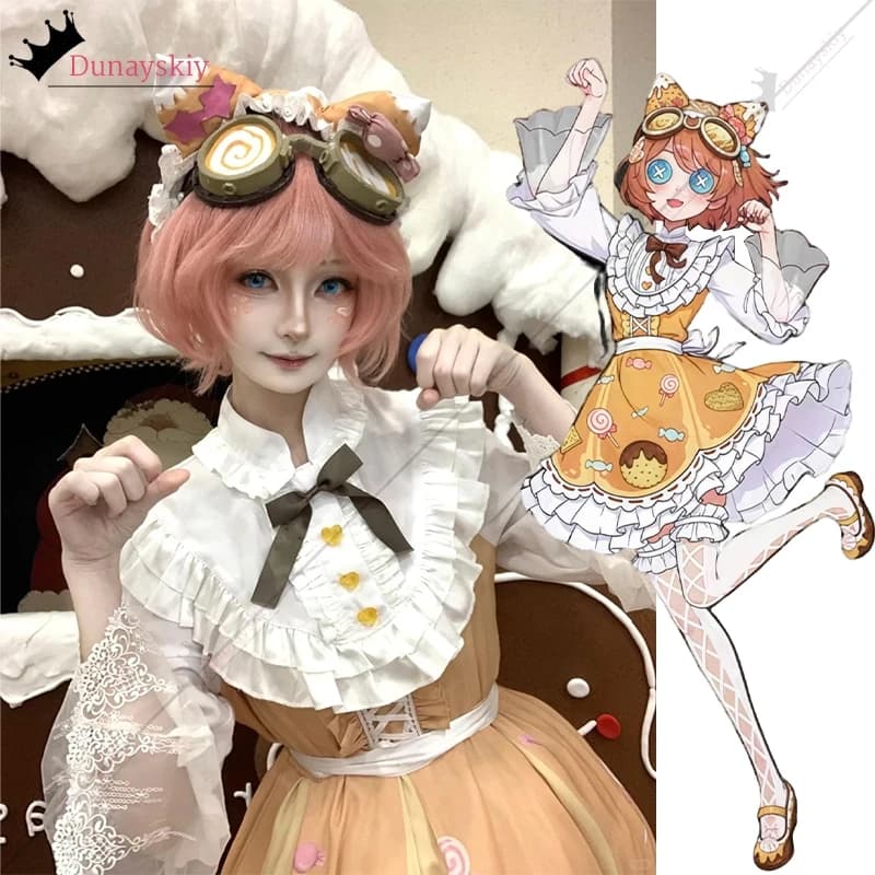 Costume Cosplay del Gioco Identity V, Ragazza Caramella Meccanica, Parrucca Lolita, Scarpe, Set Completo per Halloween, Carnevale, Festa a Tema