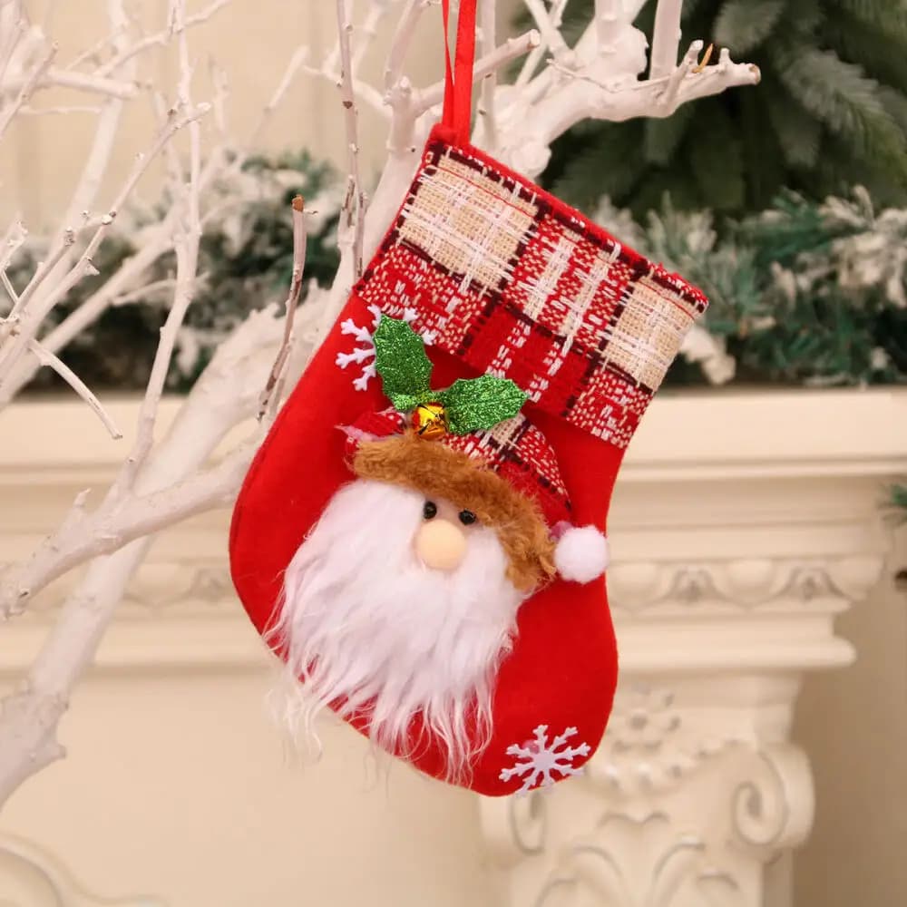 1 piece of Christmas socks ornaments for Christmas tree Christmas gift bag candy bag cute fabrics with multiple styles to choose from