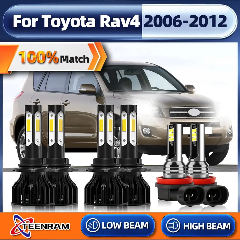 Lampadine per fari a LED HB3 9005 HB4 9006 Luci per auto a LED 360W 60000LM Fari per auto per Toyota Rav4 2006-2008 2009 2010 2011 2012