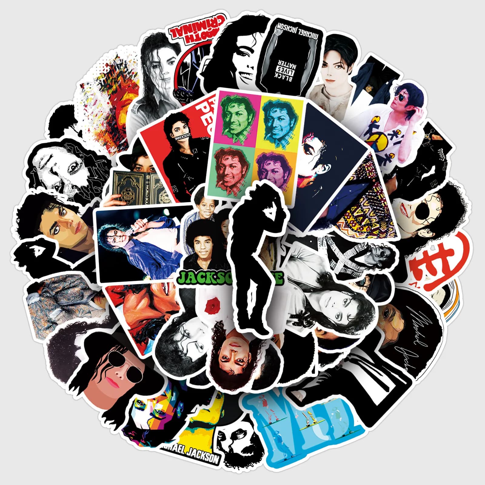 50pcs Michael Jackson Stickers Party Sticker Cartoon Skateboard Fridge Graffiti Suitcase Phone Notebook Sticker Birthday Gift