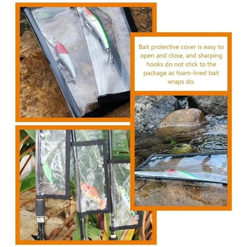 PVC Fishing Lure Cover Storage Pouch Fishing Rod Hook Cover Fishings Lure Wrap Fishing Accessories Fastener Tape