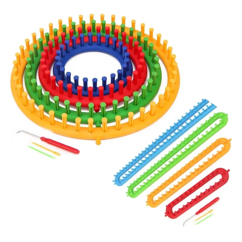 Set di 1 Telaio per Maglieria Rettangolare e Rotondo Fai-da-Te, Strumento per Lavorare a Maglia Sciarpe, Maglioni, Cappelli, Scialli, Lavori Artigianali