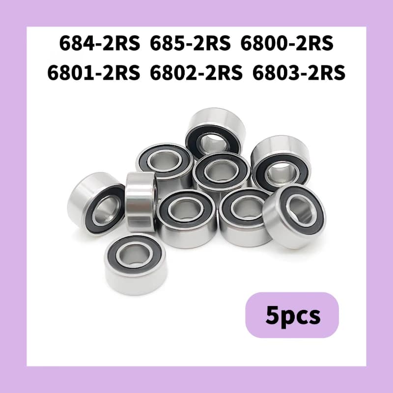5PCS Mixed 684 685 6800 6801 6802 6803-2RS Double Rubber Sealed Thin Wall Deep Groove Ball Bearings