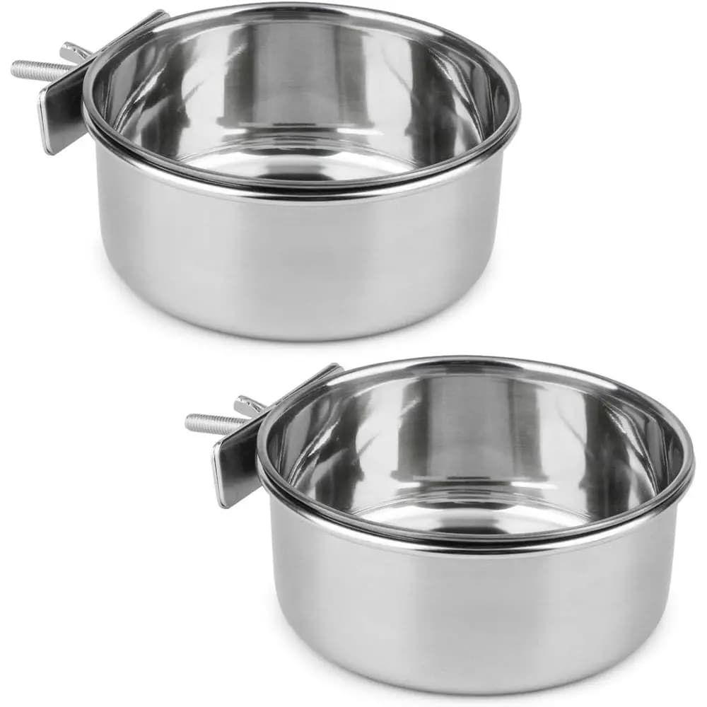 Pet Stainless Steel Food Water Bowl for Small Animals, 2-Pack (3.9 x 1.9 inches)