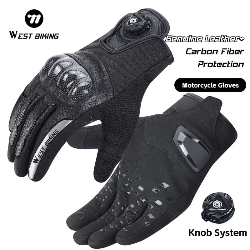 WEST BIKING Full Finger Cycling Gloves Touch‑Sensitive Palm Pads Breathable Non Slip Motorcycle Outdoor Sports Riding Gear