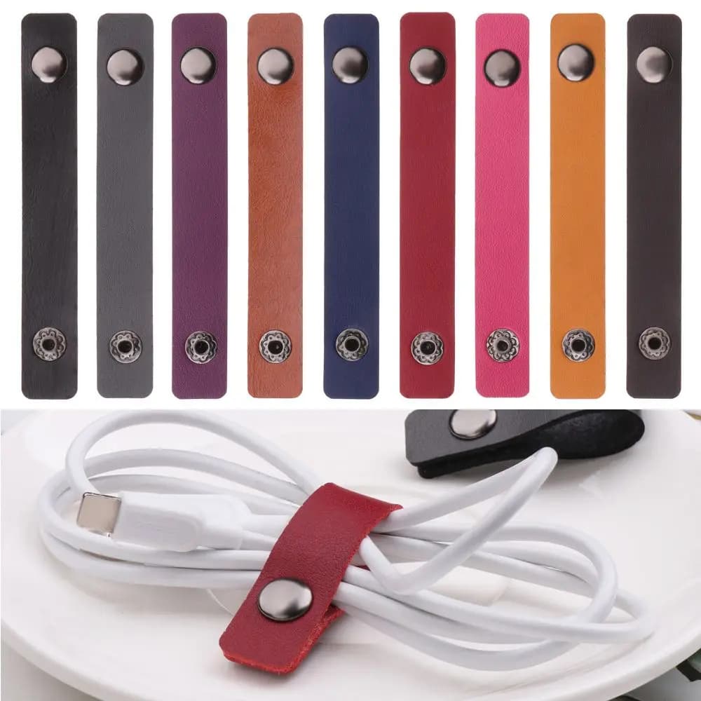 5 pz 10*1.5cm lavoro accessori da viaggio supporto di gestione auricolare avvolgicavo cinghie per cavi in pelle fascette fascette avvolgenti custode