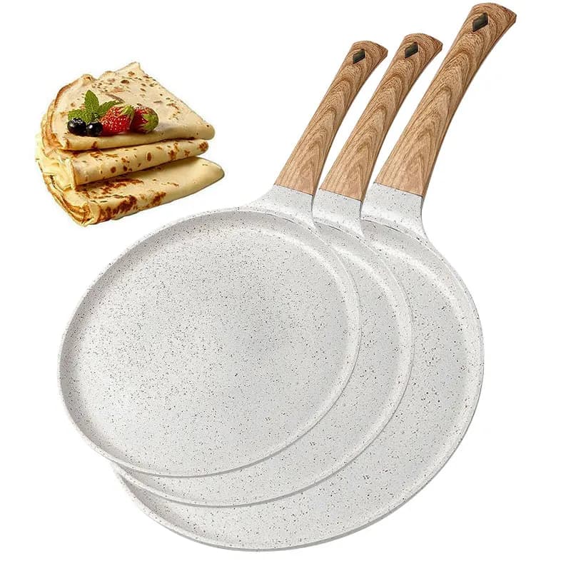 Padella Antiaderente per Crepes e Uova 20/24/28cm, Padella per Pizza, Piastra per Tortillas, Padella per Pancake con Rivestimento in Granito, Compatibile con Induzione