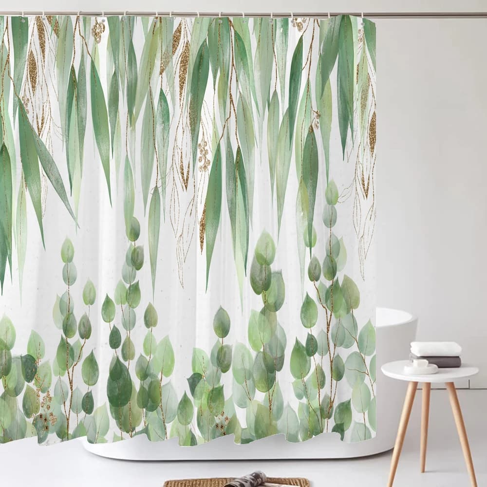 Tenda da doccia per bagno con pianta verde tropicale 3D, foglia, palma, cactus, decorazione per la casa, tende da doccia in tessuto impermeabile con gancio