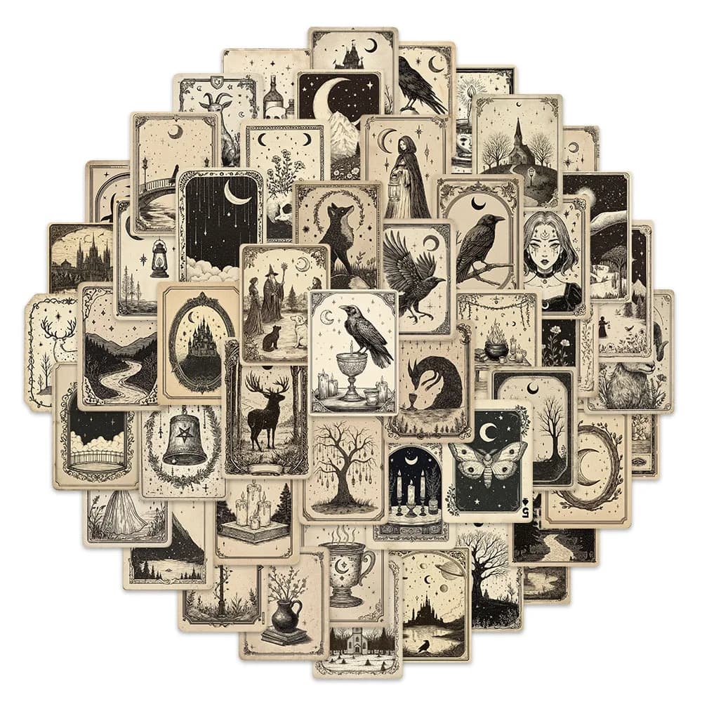 50PCS Gothic Tarot Card Fun Graffiti Stickers DIY Phone Cases, Postcards, Luggage, Laptop Speaker Stickers