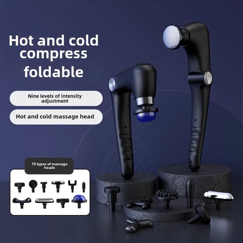 Foldable massage with multi-engineering wrap gun with hot and cold heads 45 degrees foot for muscle relaxation fitness
