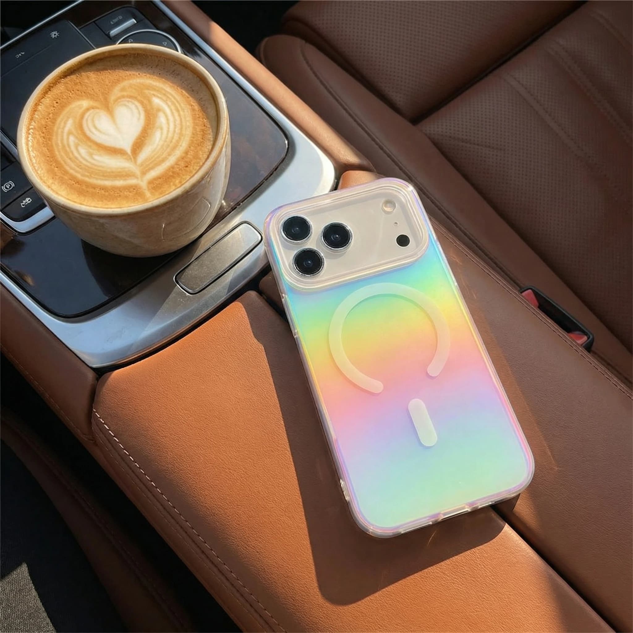Custodia Magnetica Sfumata Arcobaleno Laser Smerigliata Antiurto con MagSafe per iPhone 17E Air 16 15 14 13 12 Pro Max Plus 16E