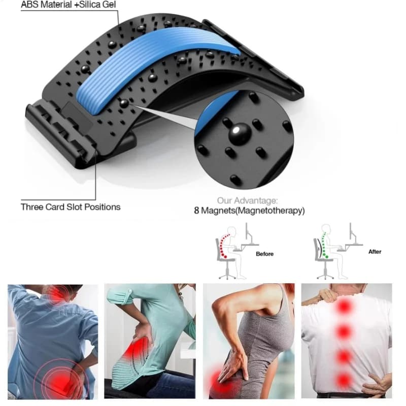 Stretcher per la schiena regolabile in altezza con airbag, supporto lombare, dispositivo di trazione, massaggiatore per stretching della vita, tavola Pilates per sollevamento vita