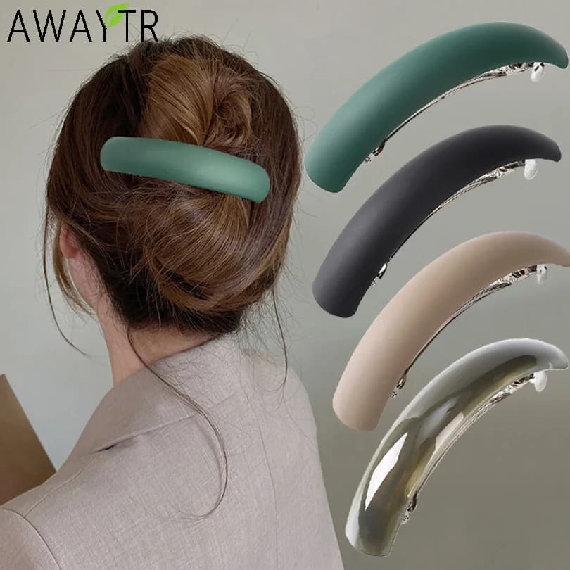 Elegant Frosted Resin Arc Spring Clips Vintage Hairpin Hair Clip Women Rectangle Ponytail Barrettes Hairgrip Hair Accessories