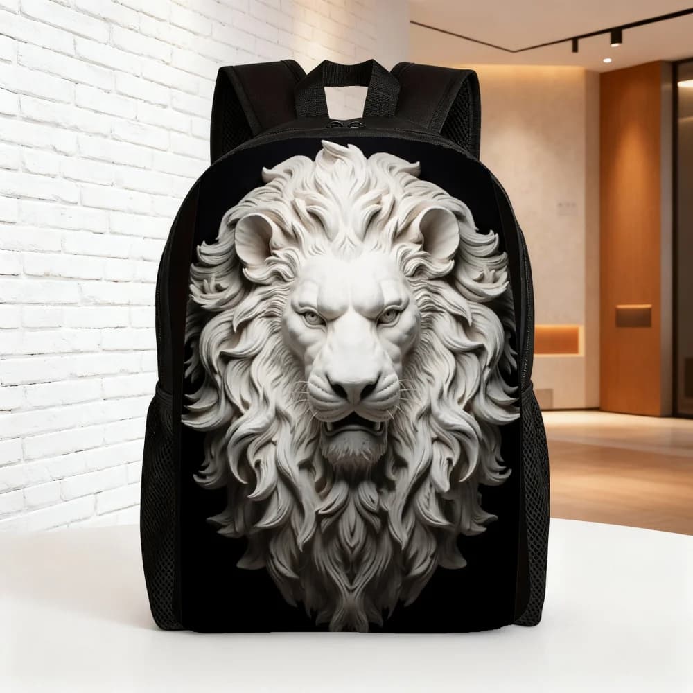 Large Capacity Lion Head Backpack for Campus, Travel and Photography - Lightweight Academy Bag with Adjustable Straps
