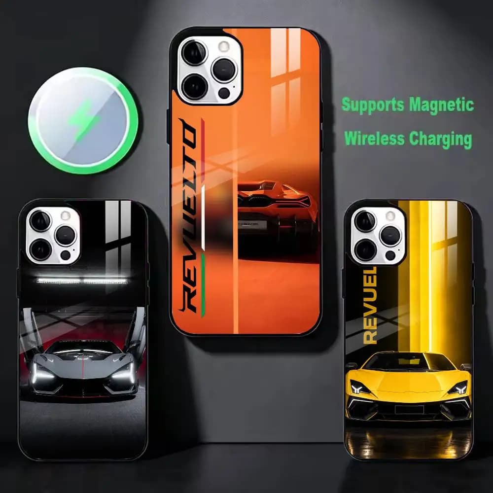 L-LamboS R-Revuelt-ooS Car Phone Case For IPhone17 16 15 14 13 12 11 Pro Max 16/15/14Plus Wireless Charger Cover