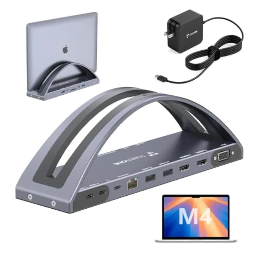 Docking Station per MacBook per Configurazione a Doppio Monitor 4K, Corpo in Lega di Alluminio, Grigio Spazio, Supporta M1-M5 Pro/Max, USB-C 13-in-2 con