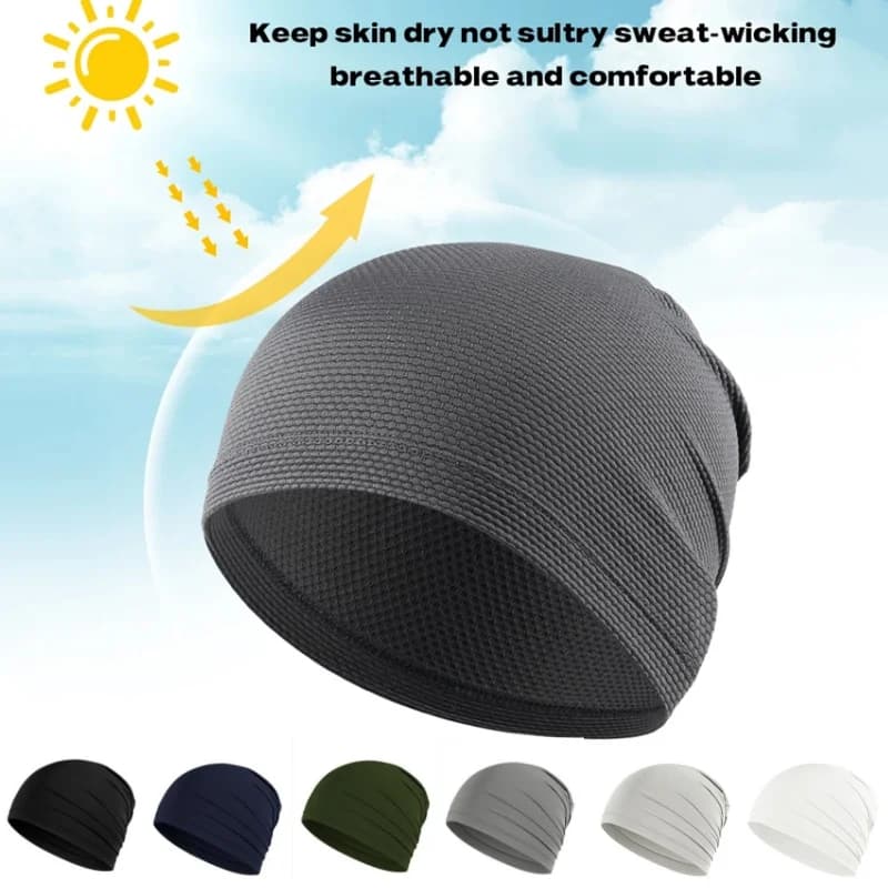 Sottocasco per Moto Assorbente e Traspirante, Cappello Estivo ad Asciugatura Rapida, Berretto Sportivo Unisex per Corsa