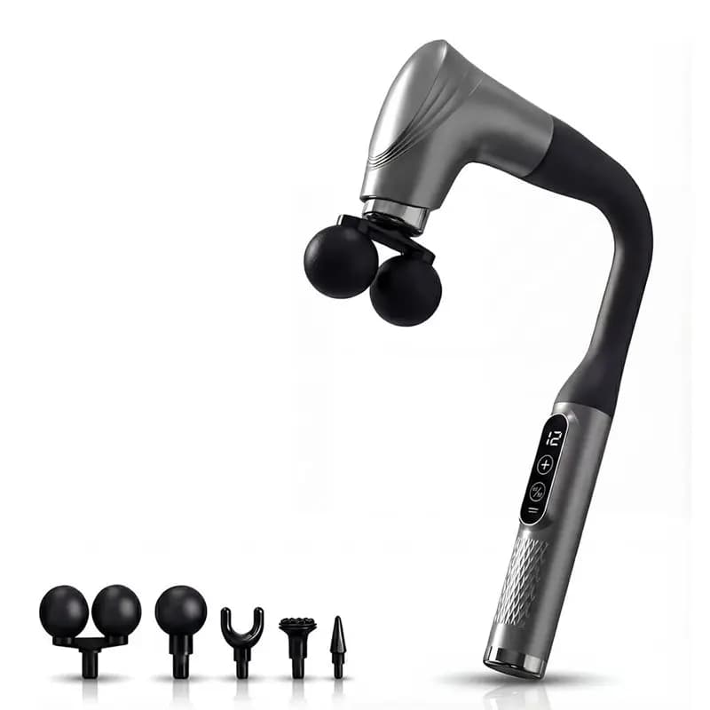 Long Handle U-Shaped Dual Head Percussion Massage Gun For Back And Shoulder Muscles, 12 Speed Settings With 5 Modes
