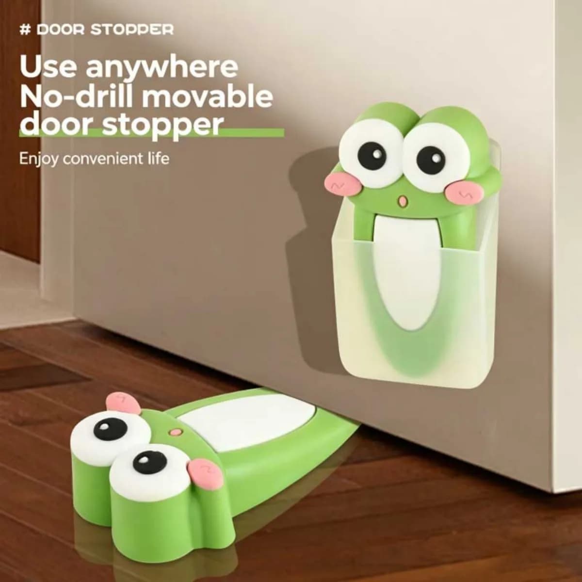 Cartoon frog door stopper for home use, no punching, movable door stopper, windproof, anti pinch, baby safety, fixed door card