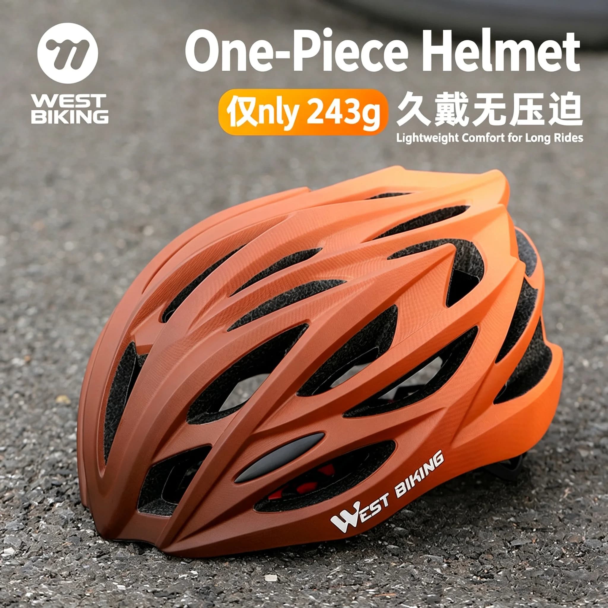 WEST BIKING Ultralight Integrated Molding Cycling Helmet Adjustable 54-62cm Breathable PC+EPS Mountain Road Bike Helmet For Men