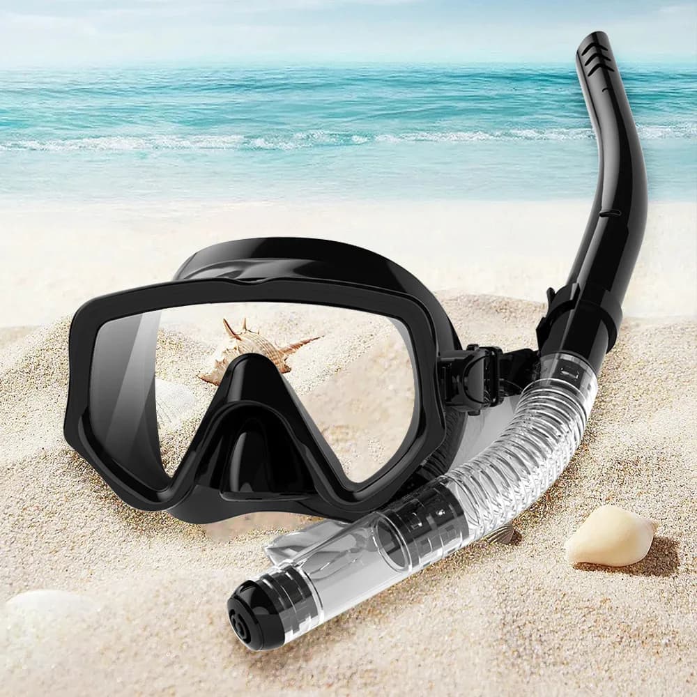 Semi- Dry Snorkeling Set + Glasses 180 ° Panoramic Glasses Silicone Leak Medical Snorkeling/Free Dimmer Equipment Double Use