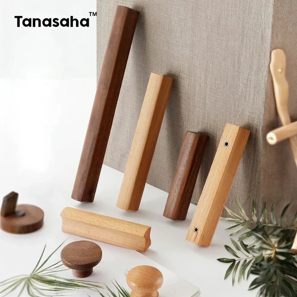 Maniglie per mobili in legno Maniglie per armadi da cucina in noce Manopole per cassetti Maniglie per armadi e cassetti Maniglie lunghe per guardaroba