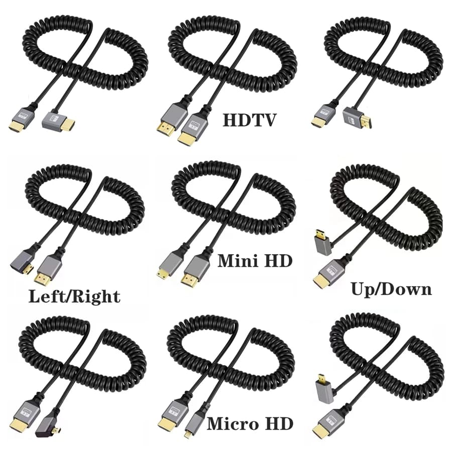 4K 60HZ Micro Mini HDMI-Compatibile Maschio A HDMI Maschio Cavo A Spirale Flessibile di Estensione per il Computer Portatile PC DVD PS4 5 Monitor TV