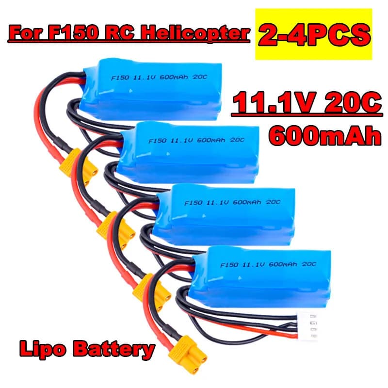 2/4PCS 11.1V 600mAh 20C Lipo Batteria per YUXIANG F150 Elicottero di Controllo Remoto per Giocattolo Batteria Ricaricabile con Spina XT30