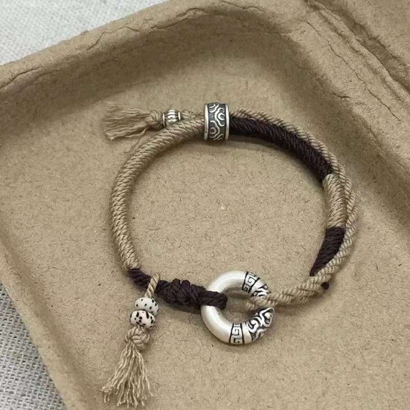 Bracciale ad anello fortunato intrecciato a mano alla moda Bracciale di minoranza Donna Uomo Corda Regalo per gli amanti Bracciale dell'amicizia Misura regolabile