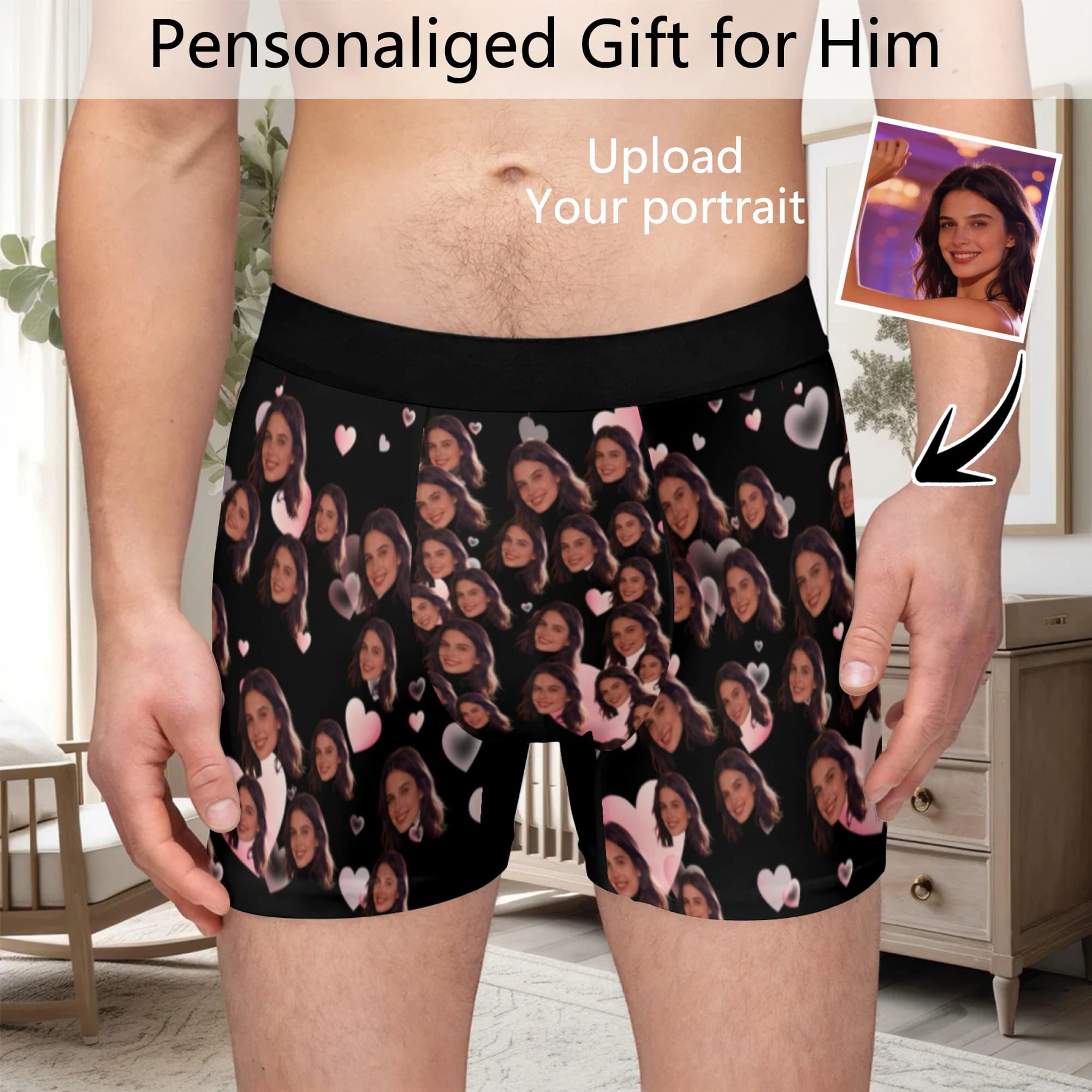 Personalized facial photo DIY customization flat underwear customization men's Valentine's Day gift for husband gift for father