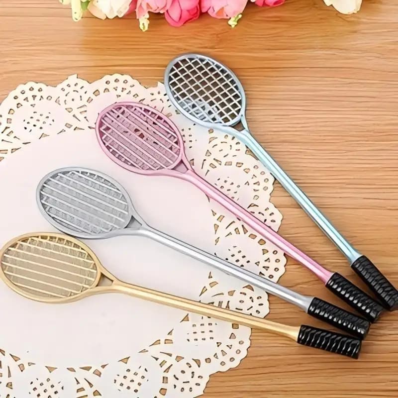 4-10 pens creative gel in the form of tennis racket, fluid writing, suitable for writing, signing, etc.