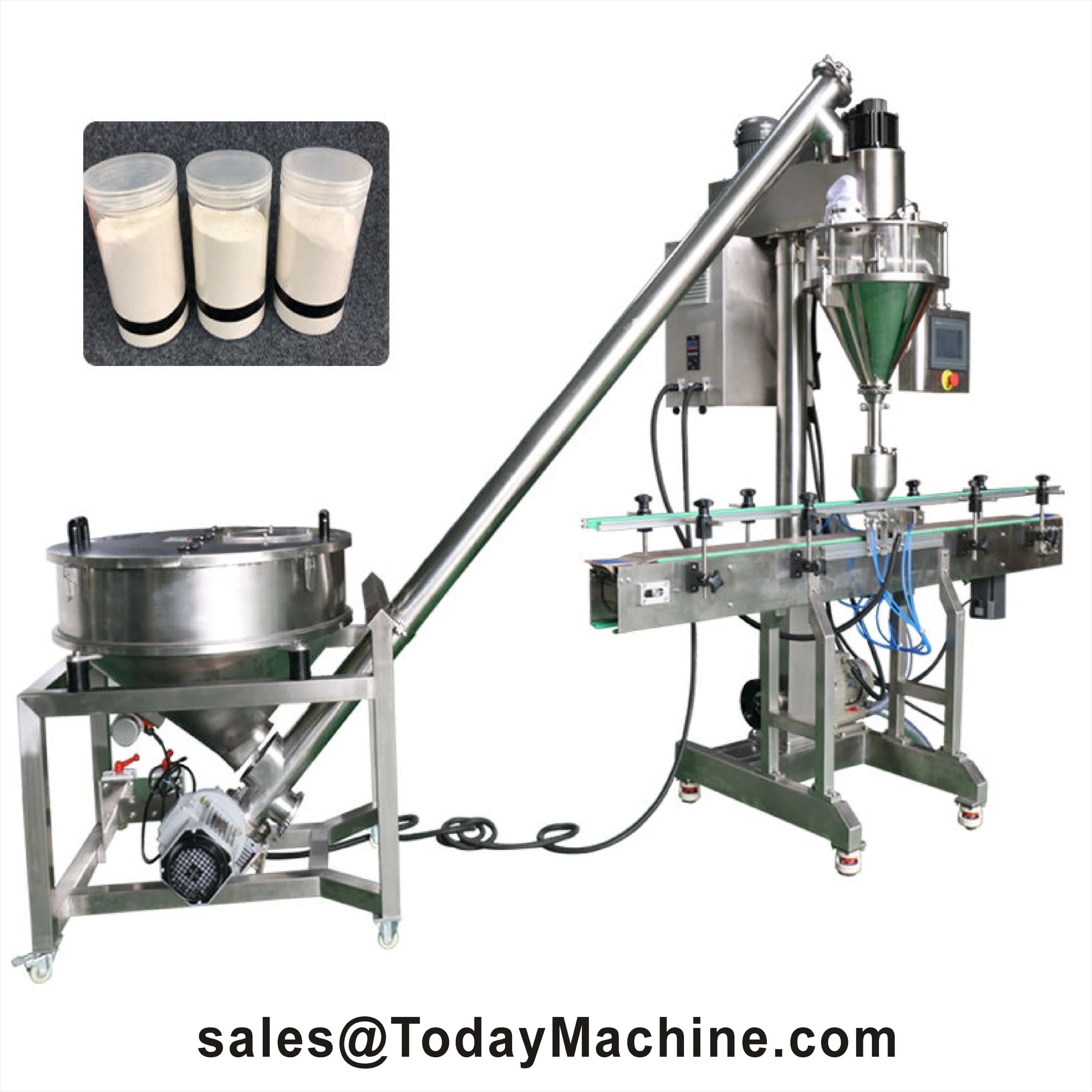 Macchina per il Confezionamento di Polveri in Bottiglia, Linea di Produzione Semi-automatica per il Confezionamento di Proteine in Polvere