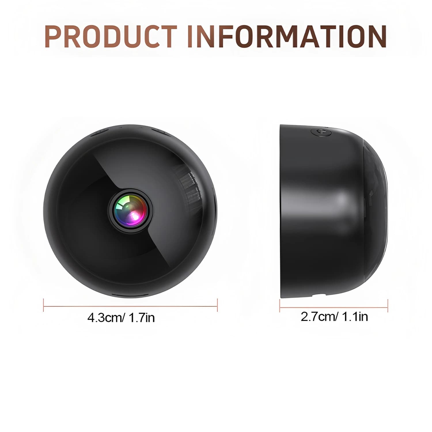 Mini Telecamera IP WiFi HD per Interni, Monitor di Sicurezza Domestica, Visione Notturna, Registratore Video