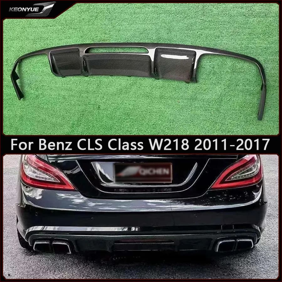 For Mercedes Benz CLS Class W218 2011-2017 Carbon Fiber Back lip Bumper Diffuser Rear Splitters Spoiler Car Accessories body kit