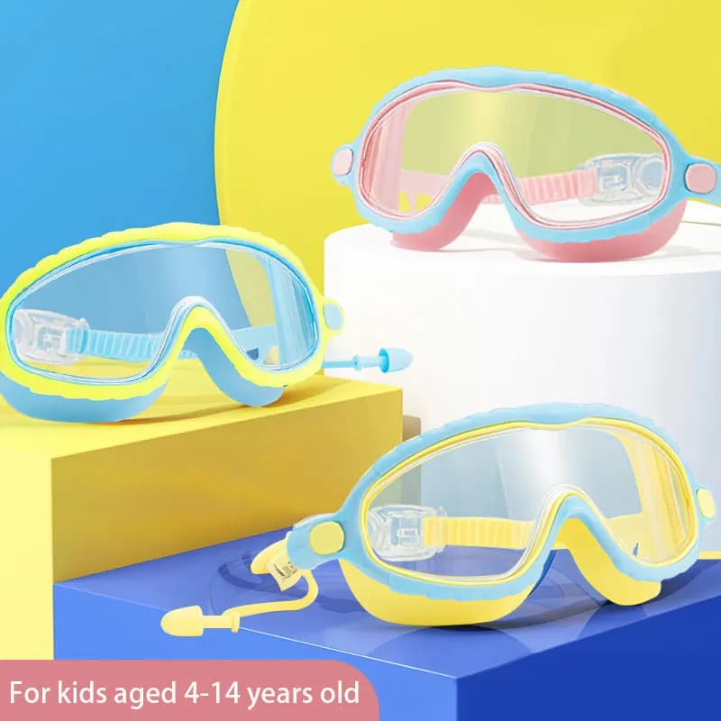 JSJM Nuovi occhiali da nuoto colorati per bambini Occhiali da nuoto in silicone HD Occhiali da nuoto regolabili antiappannamento anti UV